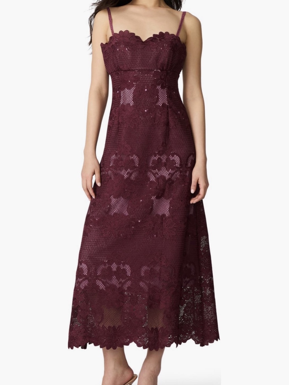 Steve Madden Willow Scalloped Floral Lace Midi Dress